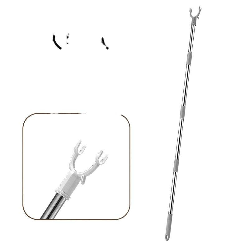 Telescopic Clothes Drying Rod for Home Use, a Clothes Hanger Rod with Forks for Hanging Clothes, Suitable for Dormitory Use