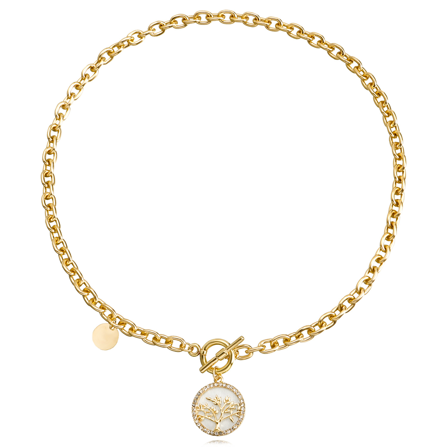 欧美跨境饰品 朋克锁骨链小众设计贝母项链女 潮流合金毛衣链项饰