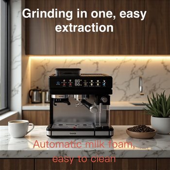 Cross-Border Grinding, Extraction and Concentration Household Trinity One-Button Italian Semi-Automatic Milk Foaming Commercial Coffee Machine