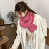 Wool pure scarf Japanese and Korean sweet solid color knitted shawl college style scarf TikTok live warm scarf