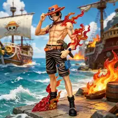 One Piece Dream Ace Flame Figure Model Ornament Anime Trendy Toy Model Statue Collection Gift