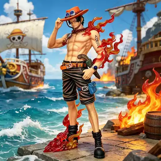 One Piece Dream Ace Flame Figure Model Ornament Anime Trendy Toy Model Statue Collection Gift