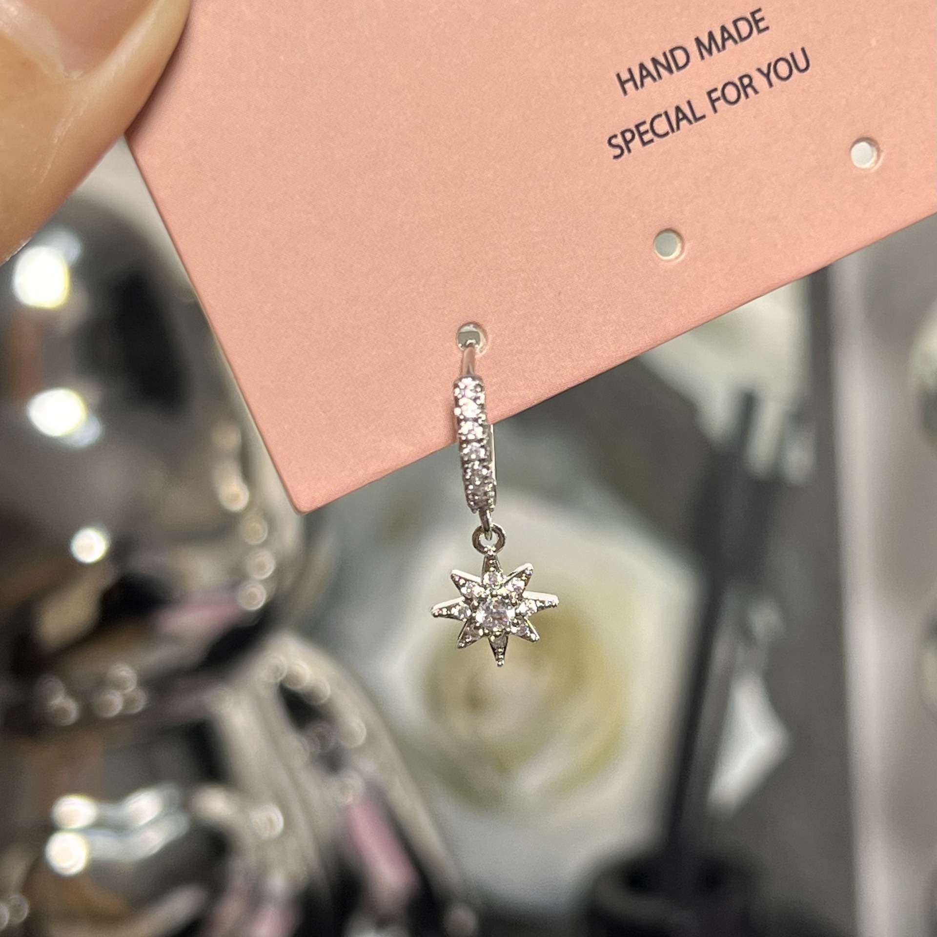 シルバー957 六芒星ピアス（シングル）