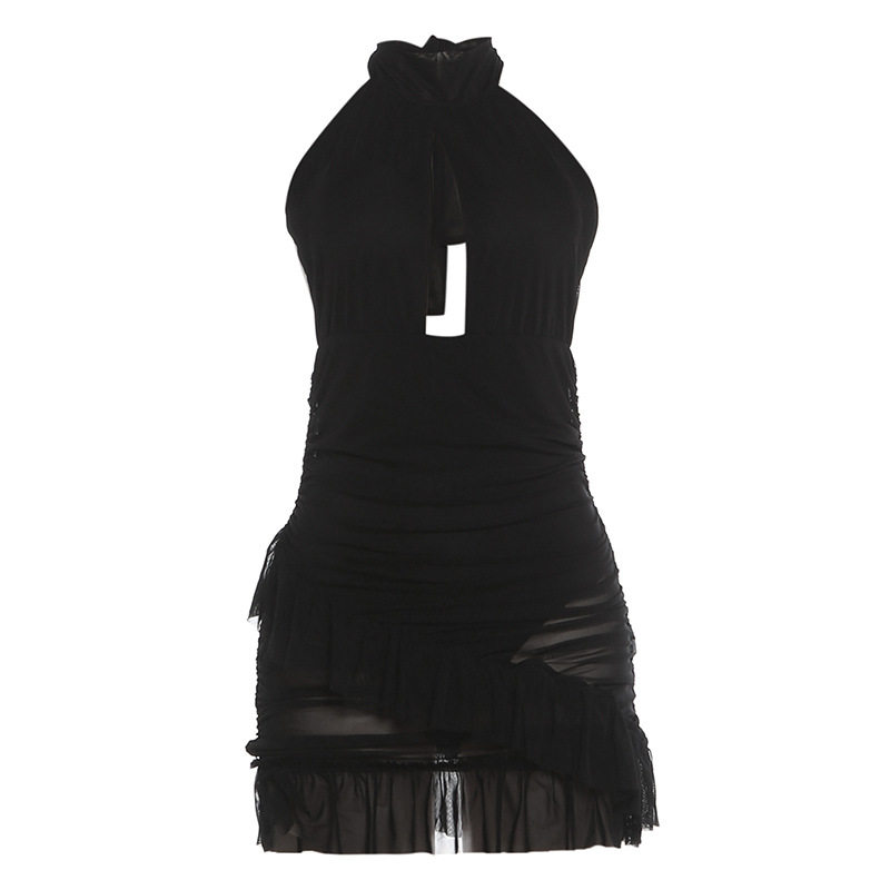 Summer Womens Dress Sexy Hollow Out Backless Ruffle Hem Bodycon Fit Perfect for Parties and Night Out OEM
