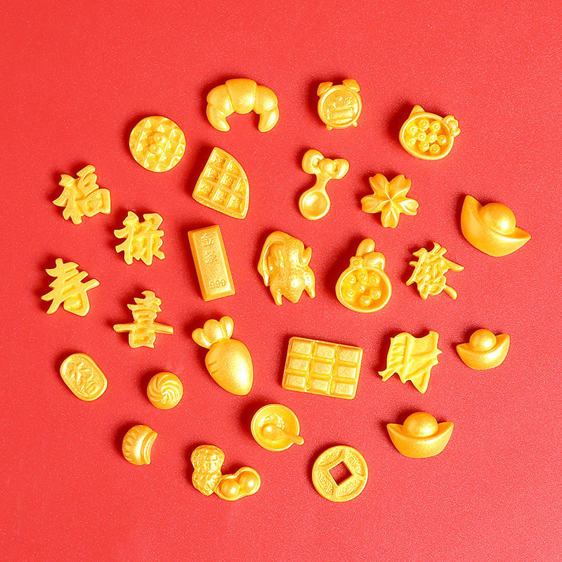 新年大小金元宝发财灯笼树脂奶油胶diy饰品配件桌面车载装饰摆件