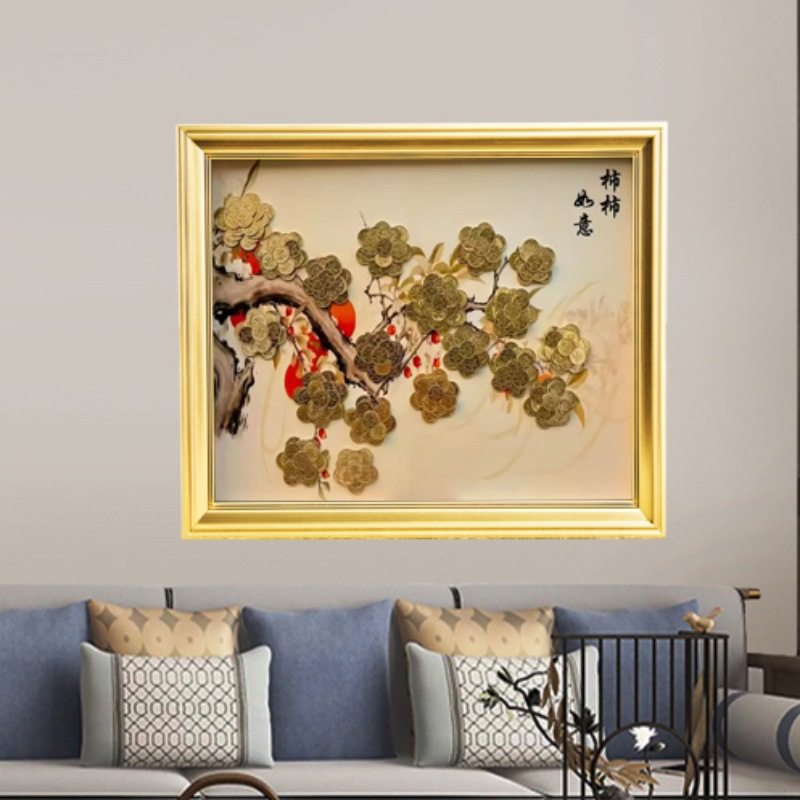 Chinese Style Shishi Ruyi Living Room Decoration Painting Tv Cabinet Entrance Coin Painting Template Photo Frame