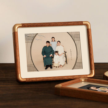 Chinese-style solid wood photo frame decoration 6-inch frame six-photo printing plus 7 high-end wedding photo 8 family portrait 10 ornaments