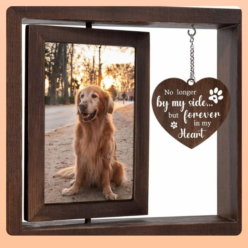 ✅ Cross-Border Pet Double-Sided Rotating Photo Frame 4X6 Photo Wooden Frame Dog Cat Pet Commemorative Photo Frame