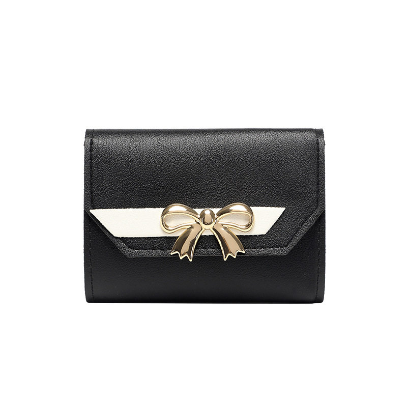 Cross-border Women's Bag 2024Bags Short Bow Three-fold Magnetic Buckle Women's Wallet Mini Cheap Small Bag