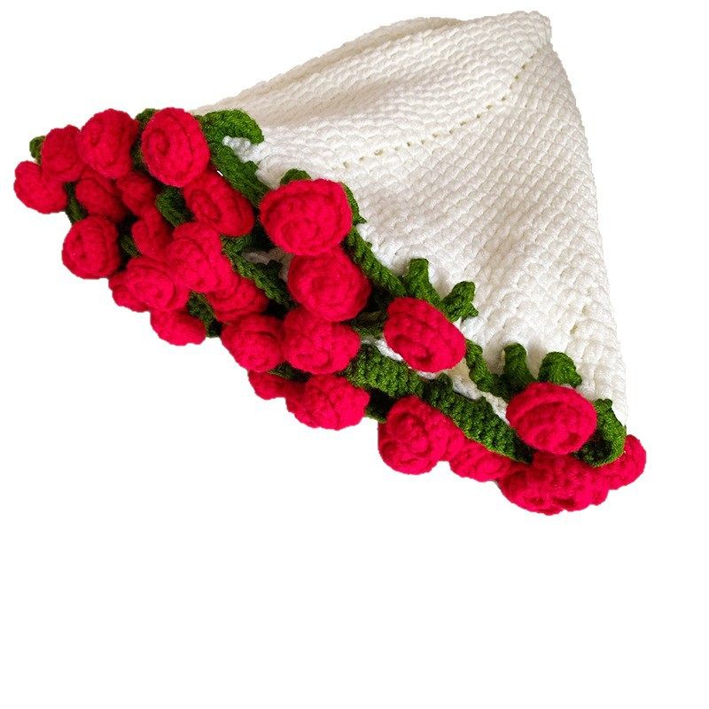 Rose Blanket Wool Knitting Handmade DIY Crochet Lily of the Valley Bouquet Blanket Large Hook Flower Material