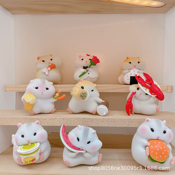 Flocking Clark Food Hamster Blind Box Utopia Creation Car Ornaments Trendy Play Handmade Cute Doll Toy