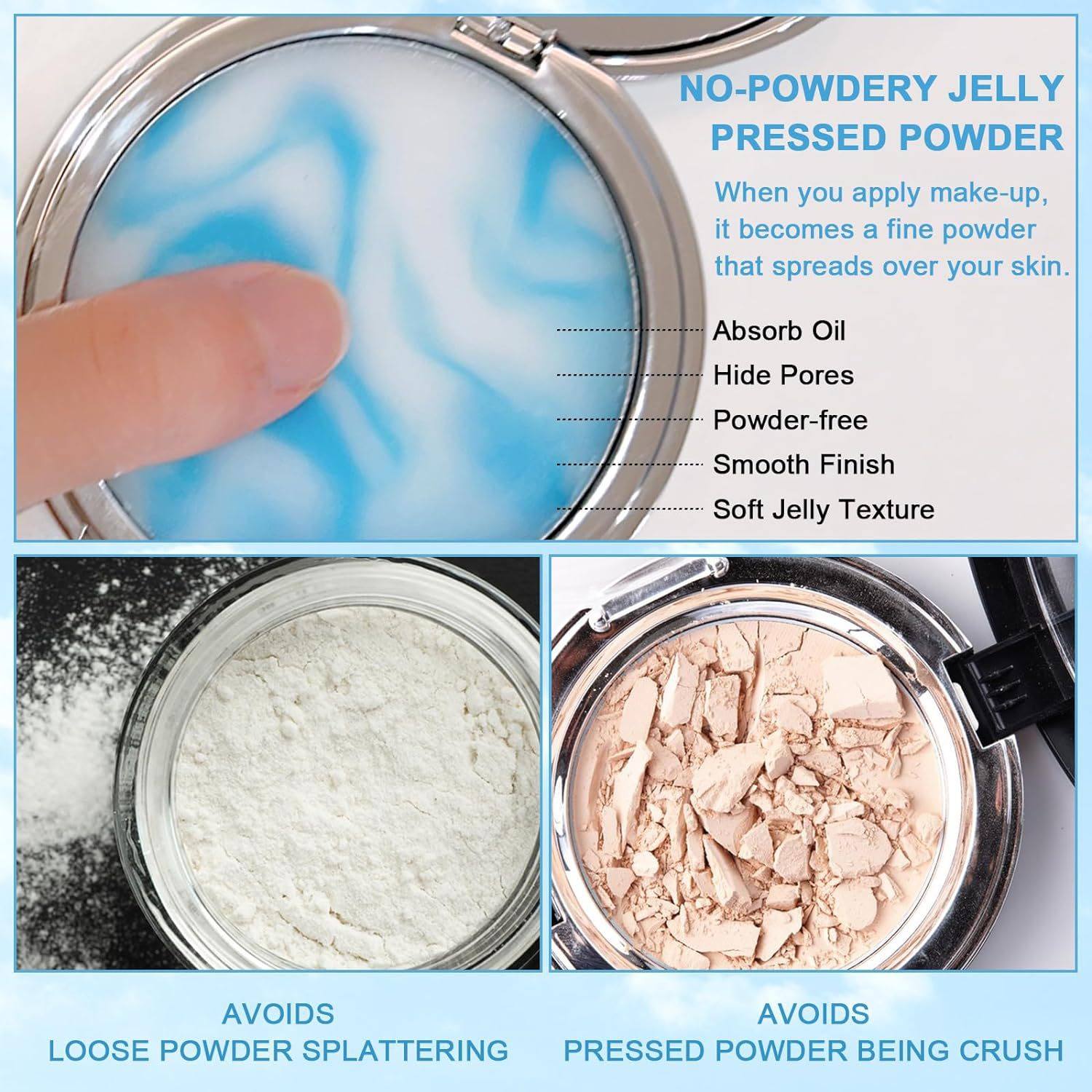 Cross-Border Popular Bifeng Liuyun Powder Cake, Makeup-Setting Oil-Control Powder, Long-Lasting, Light, Breathable, Natural, Delicate, Natural Matte