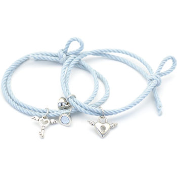 Factory supply angel wings love key lock magnet buckle girlfriends lovers elastic rubber band bracelet hair rope