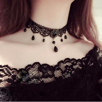 Cross-Border Accessories Female Palace Gothic Sexy Choker Lace Necklace Choker Clavicle Chain Flower Lace Neck Strap