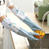Kitchen fleece-lined Long Dish Washing Gloves Housework Cleaning Laundry Car Washing Kitchen Rubber Skin Non-slip Gloves