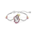 Red crown head swan white gold bracelet