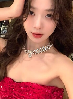 巴洛克珍珠项链女轻奢小众级感水钻颈链新娘结婚礼服名媛锁骨链