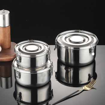 Refrigerator crisper sealed stainless steel household kitchen fruit Bento dried fruit packing frozen storage box with lid