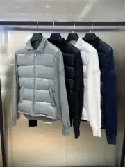 Foreign Trade Factory D's Oblique Printed All-Over Printed Knitted Stand-Up Collar down Jacket Warm Couple Jacket Winter Style