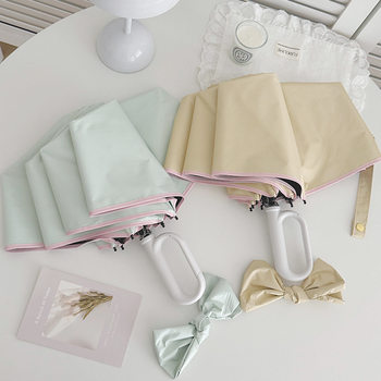 Umbrella Small Fresh Manual Buckle Rain or Shine Sun Protection Uv Folding Female Student Sunshade Umbrella