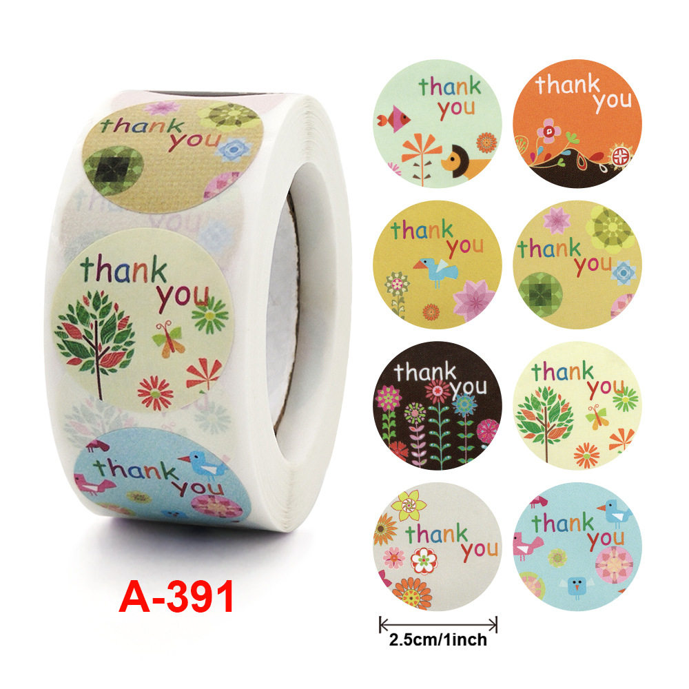 New wholesale roll flower handmade crafts decoration Thank you seal stickers envelope decoration sticker