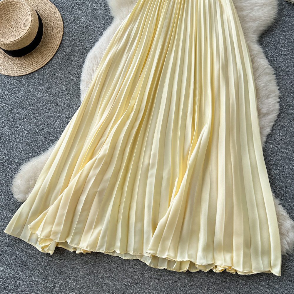 Backless Hollow Out Halter Dress French Beach Vacation Style Elegant Long Maxi for Summer Wholesale Available