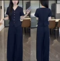 Navy blue short-sleeved suit