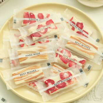 Milk Cake Packaging Bag Machine-Sealed Bag Baked Mango Strawberry Milk Slices Nougat Transparent Candy Snowflake Pastry Packaging
