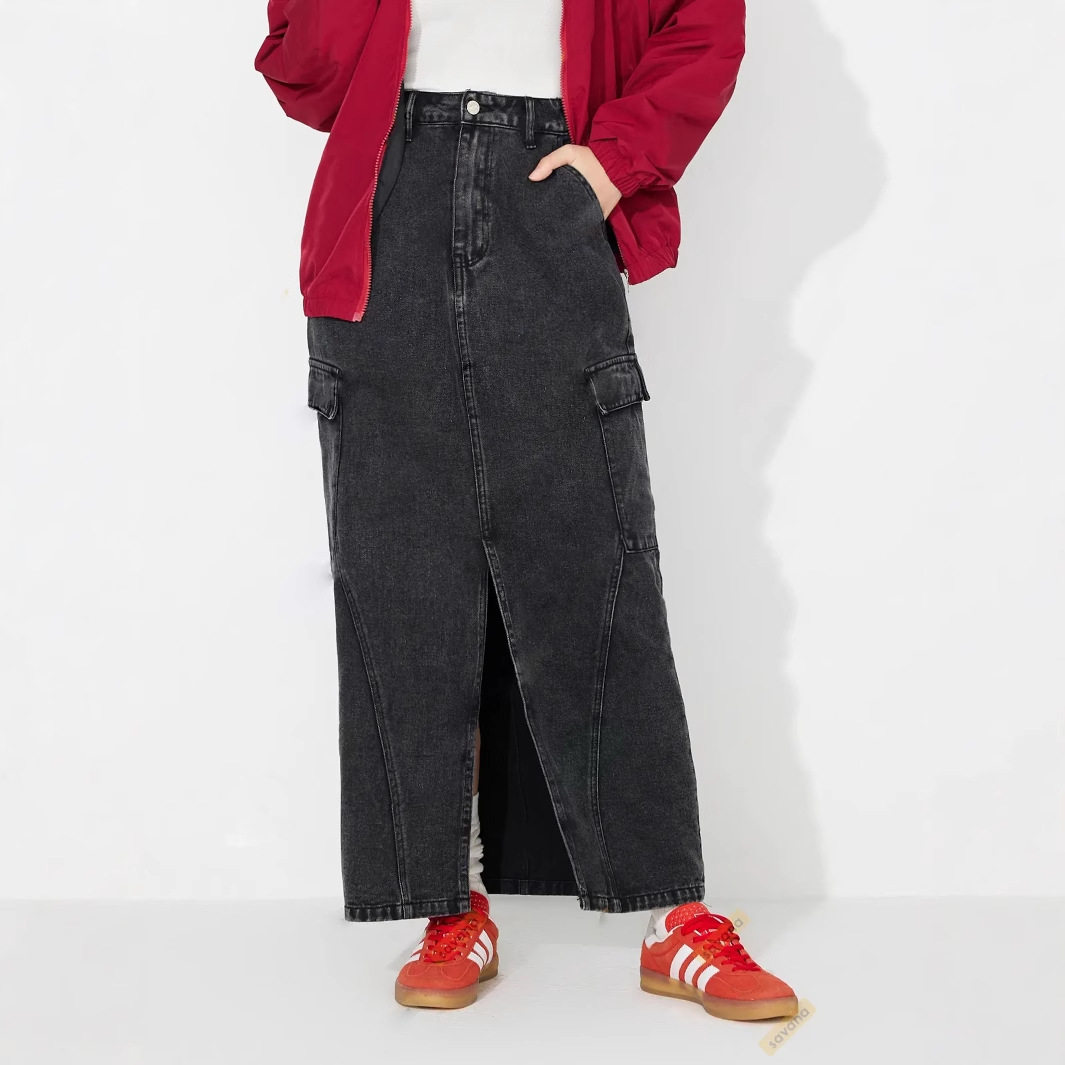 Vintage Loose Fit Denim Skirt Versatile Style Casual Wear European and American Fashion Wholesale Available