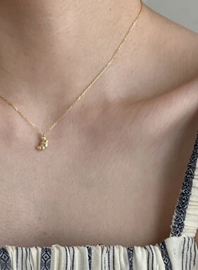 小红书爆款可颂面包镀金色项链女网红同款ins超火mini牛角包