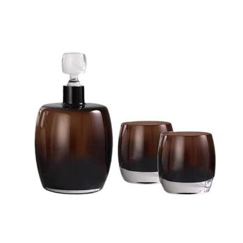 Light Luxury Hand-Made Amber Crystal Glass Wine Set Home Living Room Wine Cabinet Model Room Decoration Ornaments