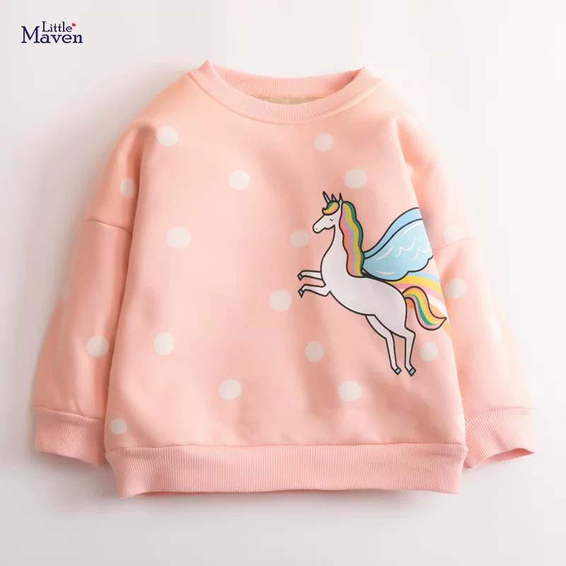 Fall & Winter Fleece-lined Kids' Top, Cartoon Long-sleeve Cotton Children's Hoodie