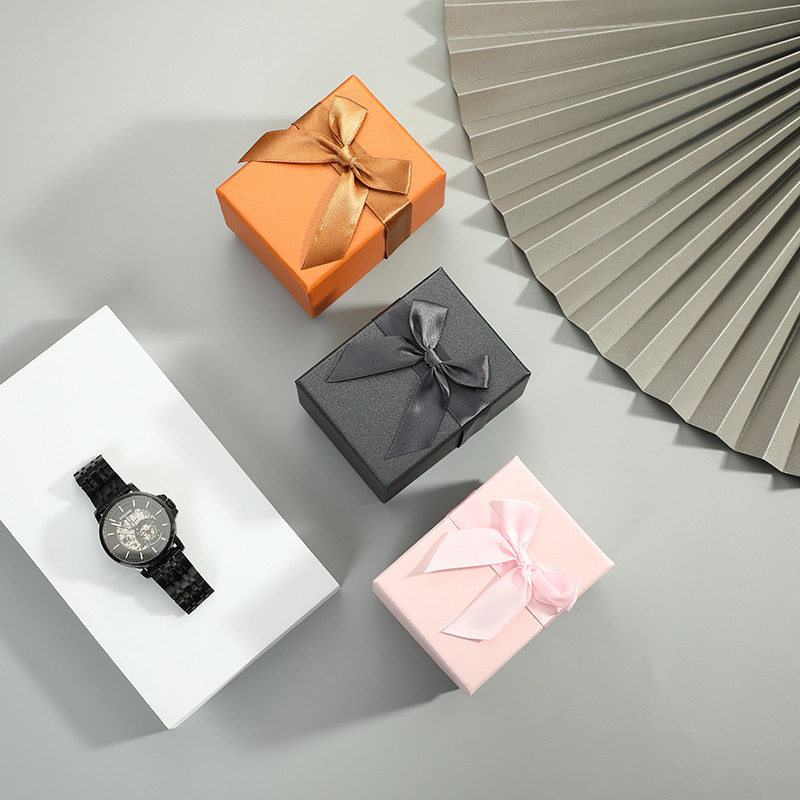 Manufacturer's New Creative Bow Heaven and Earth Cover Gift Gift Box Square Ribbon Watch High-End Packaging