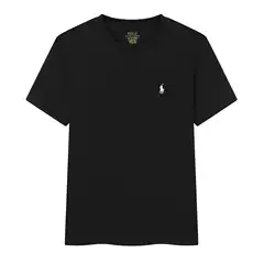 2025 Summer New Men's Cotton Crew Neck Short Sleeve T-Shirt Solid Color Embroidered Pony Logo Casual Fashion Half Sleeve Top