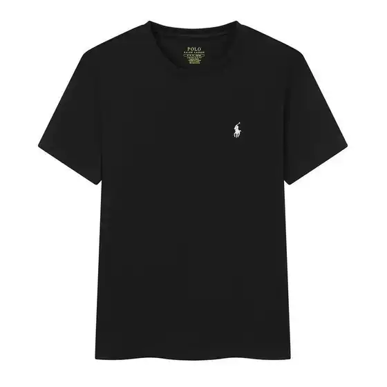 2025 Summer New Men's Cotton Crew Neck Short Sleeve T-Shirt Solid Color Embroidered Pony Logo Casual Fashion Half Sleeve Top