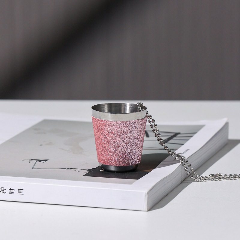 Factory Supply Stainless Steel Small Wine Cup with Chain Outdoor Portable Mini Wine Cup Cross-border Spirits Cup