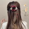 Light luxury orchid tassel twisted hairpin back head autumn and winter New lazy buckle ancient style bride frog clip