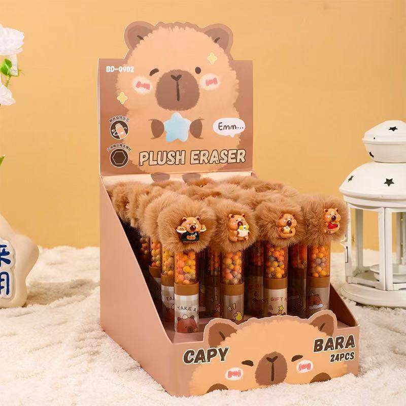 Kapibala Plush Doll Eraser Rotating Core Cute Cartoon Bear Warm Fur Ball Decompression Eraser