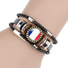 Cross-Border New Accessories European Country Flag Pattern Time Gemstone Leather Bracelet Retro Accessories