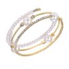 Cross-Border Popular Full Diamond Elastic Bracelet European and American 3-Layer Spring Bracelet Female Bride Pearl Crystal Rhinestone Bracelet