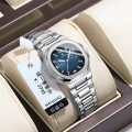 P708 silver shell blue surface steel belt