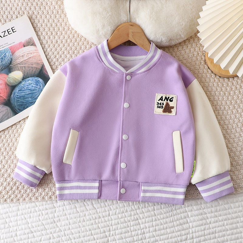 Spring & Autumn Children's Medium-Thick Outerwear, Thickened Baby Early Autumn Coat, Stylish Kids' Baseball Jacket for Outerwear