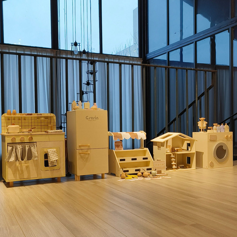 Nordic style simulation refrigerator doll room mini furniture boys and girls cooking pot suit kitchen toy washing machine