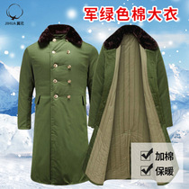 Winter style cotton large coat thickened Neri long section windproof warm and cold resistant to relief labor Force green cotton big coat