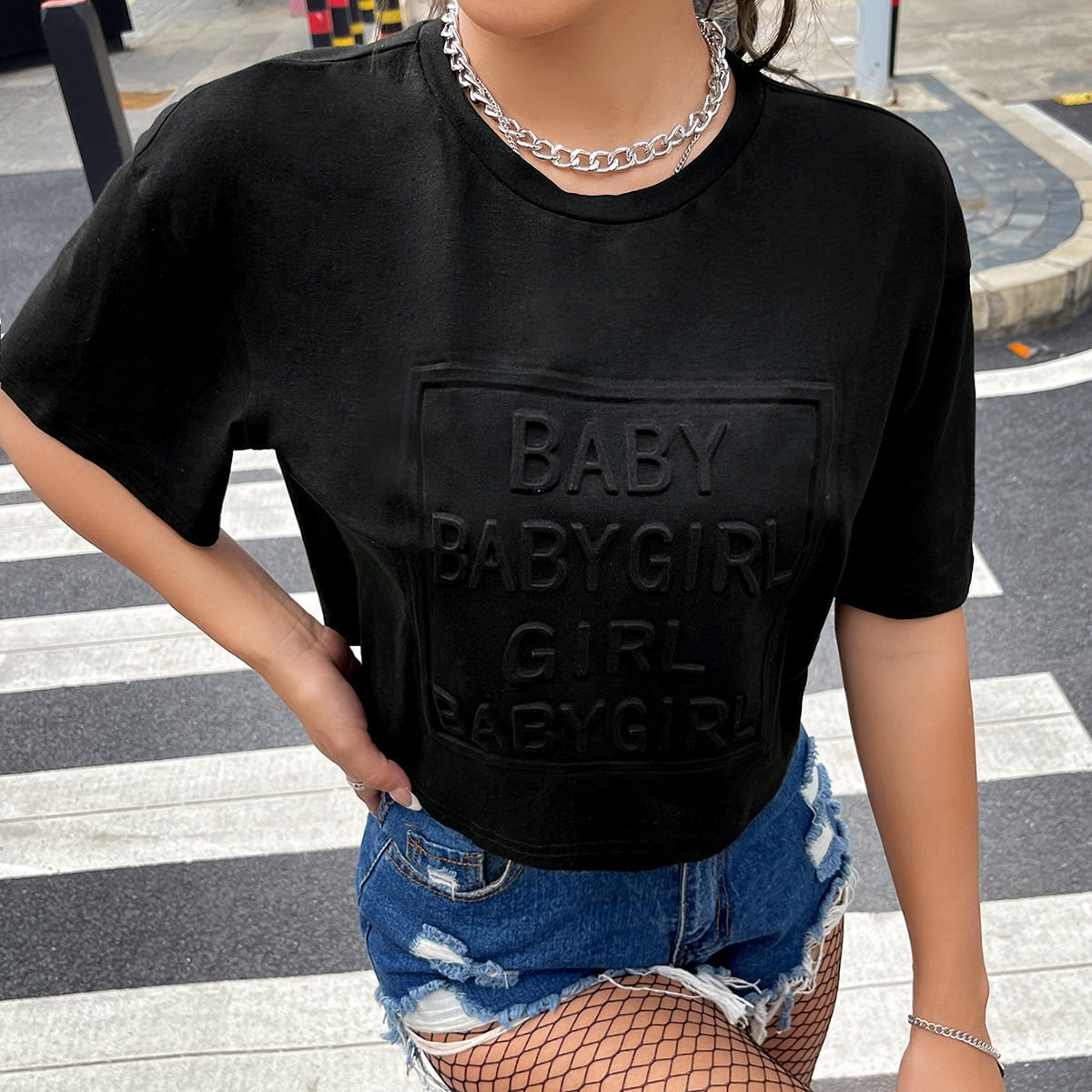 Casual Womens T Shirt Loose Fit Letter Print Comfortable Fabric Everyday Wear Wholesale Available