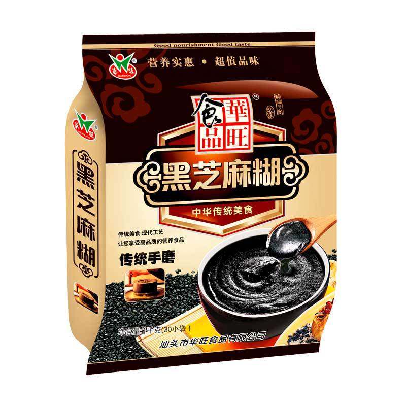 Black sesame paste bag traditional hand grinding instant food full belly nutrition meal breakfast Huawang food factory wholesale