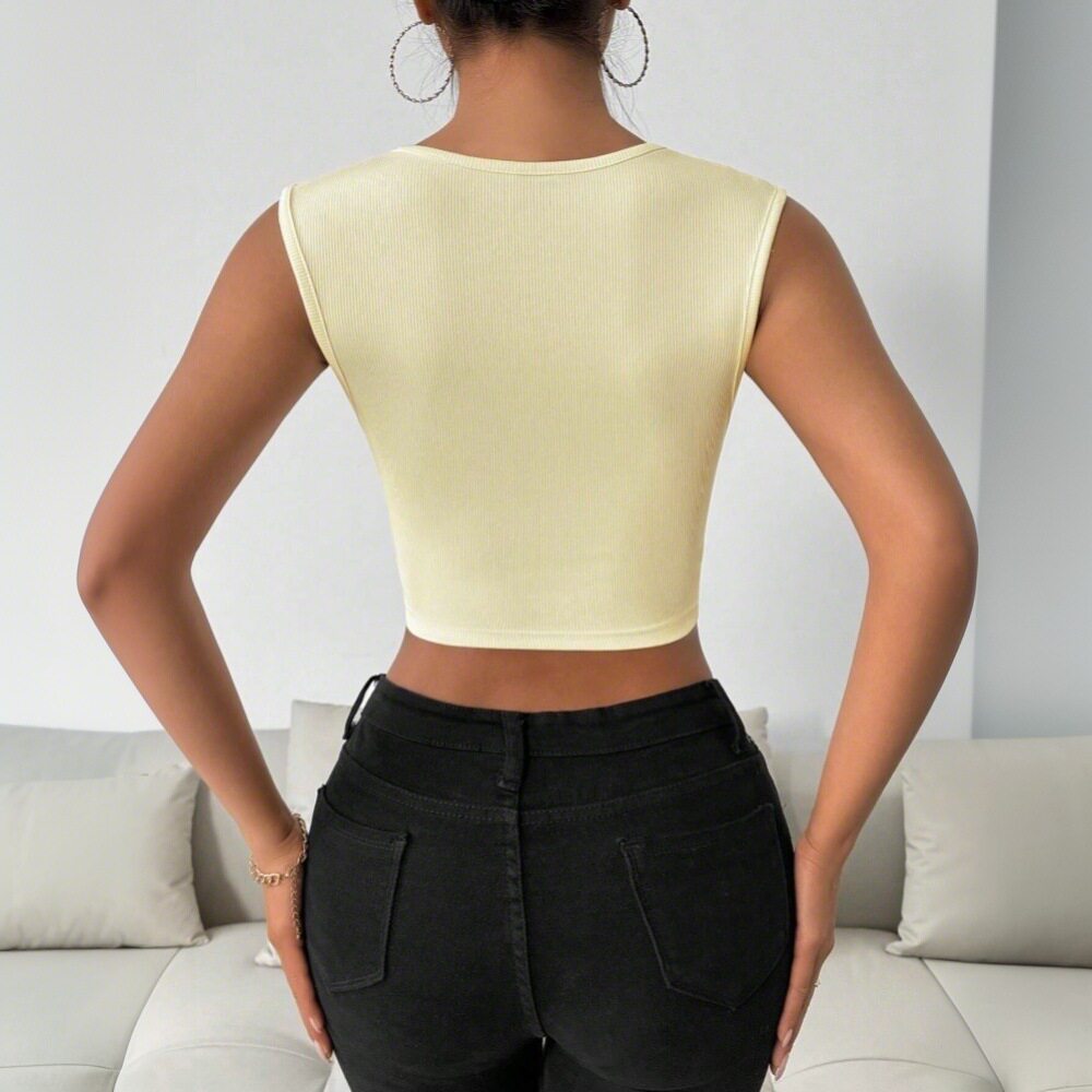 V Neck Crop Top Sleeveless Trendy Design Sexy Style Spring Summer Wear Wholesale Available