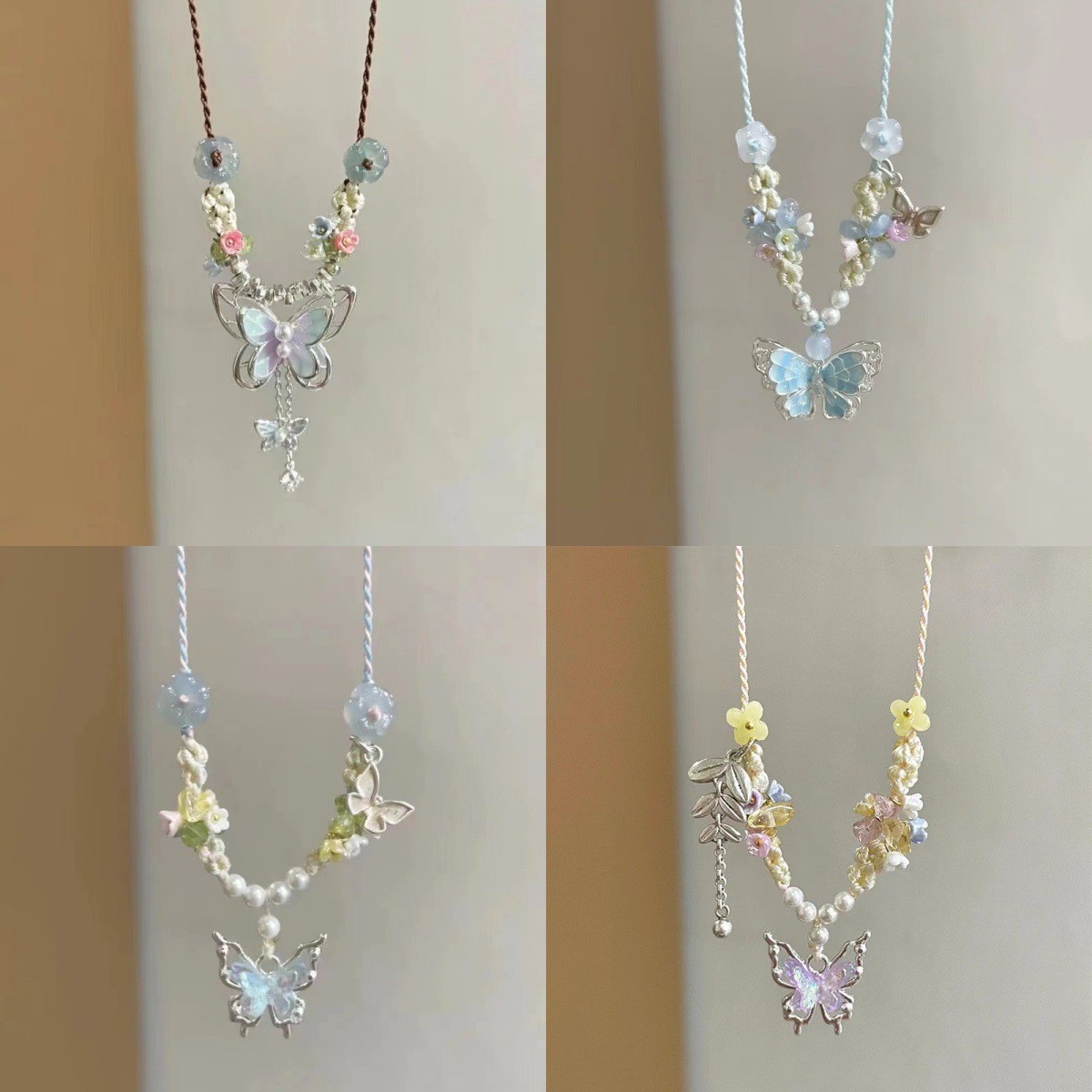 summer fantasy butterfly braided necklace female 2024 new ni...