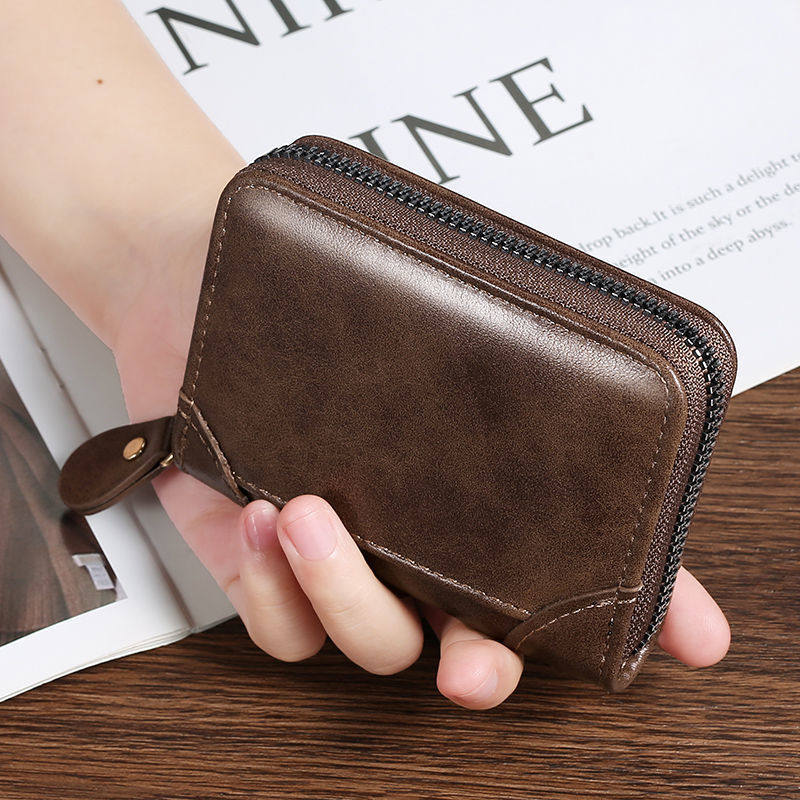 Anti-theft brush men's business card holder anti-degaussing multi-card ID card holder driver's license small female card holder large capacity wallet