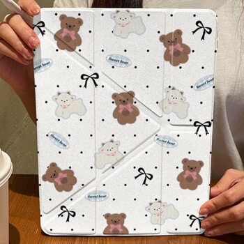 Cute puppy y folded skin transparent shell for iPadair4/5 flat protective cover 2024 Pro7/8/9/10th